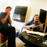 Danny on the harmonica and Jimmy on the guitar just before the radio show.